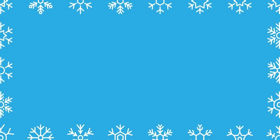 Snowflake frame border on blue background. Vector winter design template for Illustrazione stock