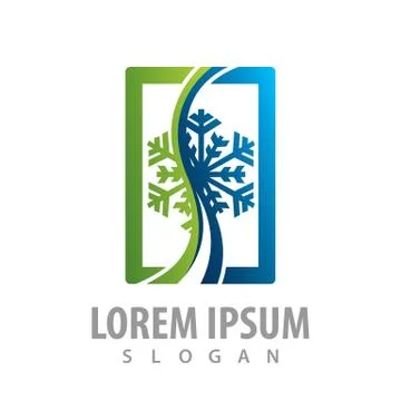 Snowflake frame logo concept design. Symbol graphic template element vector Stock Illustration