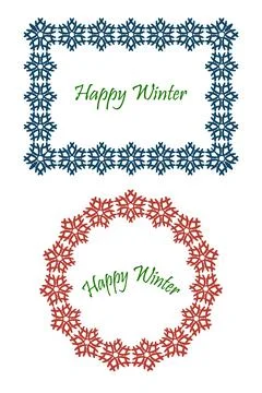 Snowflake frame set. Winter holidays design for web card border, label Stock Illustration