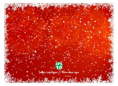Snowflake frame winter red background with snow on christmas holiday and happ Stock Illustration