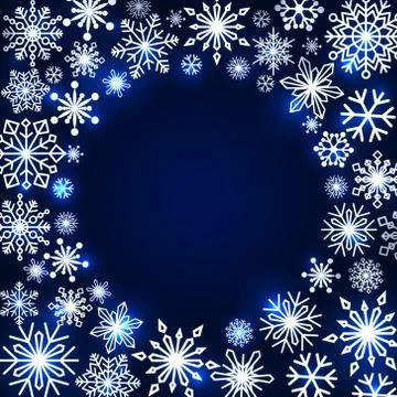 Snowflake frame. Winter theme. New Year's and Christmas. Snowflakes of different Stock Illustration