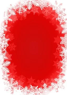 Snowflake Framed Red Christmas Background Stock Illustration