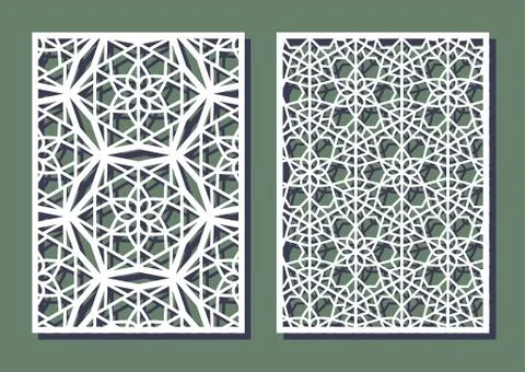 Snowflake in gexagon seamless pattern for laser cutting. Universal greeting card Illustrazione stock
