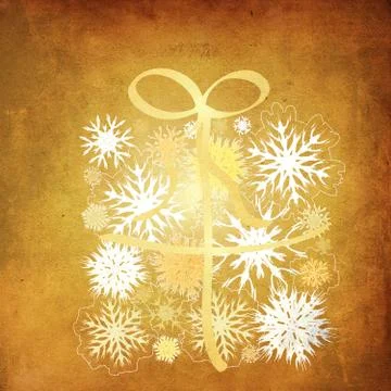 Snowflake gift box grunge background Stock Illustration