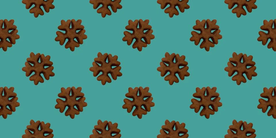 Snowflake gingerbread cookie pattern.Christmas composition, holiday card Stock Photos