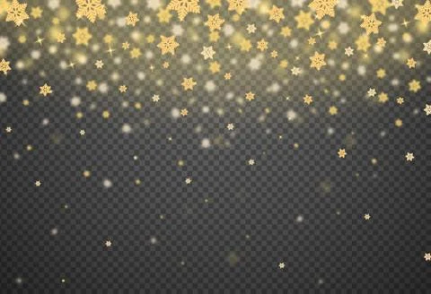 Snowflake gold glitter particles isolate on png or transparent  background wi Stock Illustration