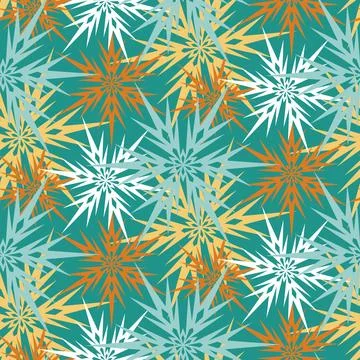 Snowflake on green emerald background seamless pattern for textile and scrapb Stock Illustration