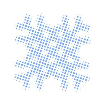 Snowflake halftone dot icon. Halftone array contains round elements. Vector Ilustración de archivo