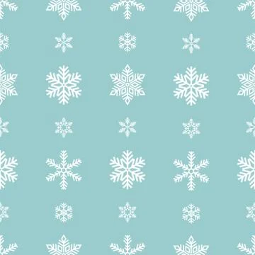 Snowflake holiday decoration, seamless pattern. Snow flat sign isloated on gr Stock Illustration