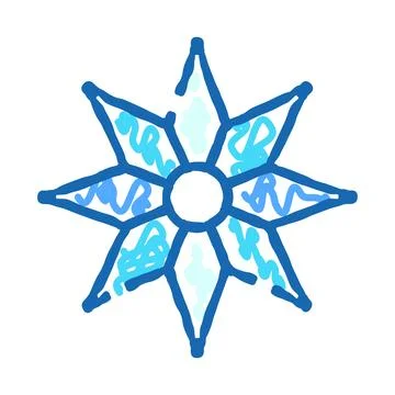 Snowflake ice crystal drawing outlining winter weather Stock Illustration