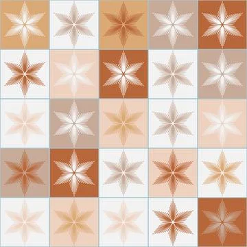 Snowflake ice seamless pattern for textile design, brown orange beige white c Illustrazione stock