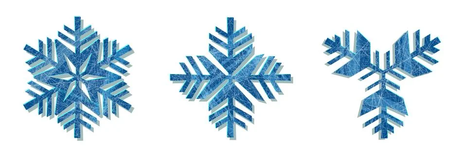Snowflake  icon background set white color. Winter blue christmas snow flak Stock Illustration