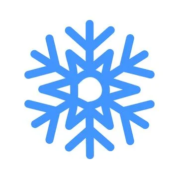 Snowflake icon. Blue simple ice crystal design with outline. Vector illustr.. Stock-Illustration