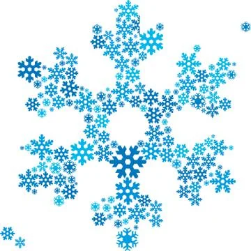 Snowflake icon in blue tones made by recursive pieces. Stock Illustration