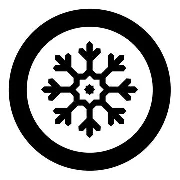 Snowflake icon in circle round black color vector illustration image solid .. Stock Illustration