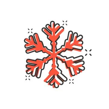 Snowflake icon in comic style. Snow flake winter vector cartoon illustration  Stock Illustration