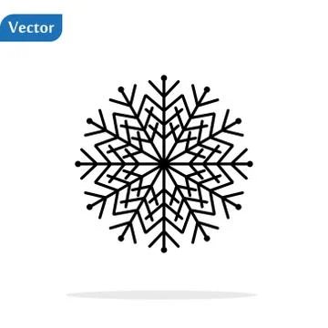 Snowflake icon. Flat vector illustration in black on white background. EPS 10 Stock Illustration