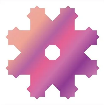 Snowflake icon in gradient pink and purple colors on a white background. Ilustração Stock