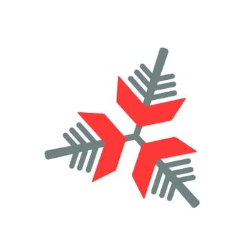 Snowflake icon. Gray and red vector illustration on white background. Stock Illustration