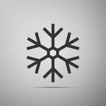 Snowflake icon isolated on grey background. Flat design. Vector Illustration Stock Illustration