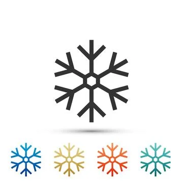 Snowflake icon isolated on white background. Set elements in colored icons. Flat 库存插图
