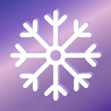 Snowflake icon or sign. Vector illustration. White snowflake with shadow. Stock Illustration