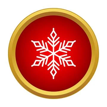 Snowflake icon on red and gold festive button Stock Illustration