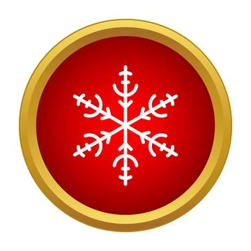 Snowflake icon on red gold button Stock Illustration
