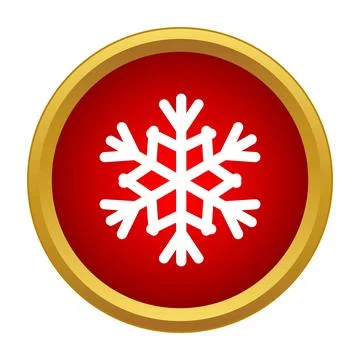 Snowflake icon on red gold circle button Stock Illustration