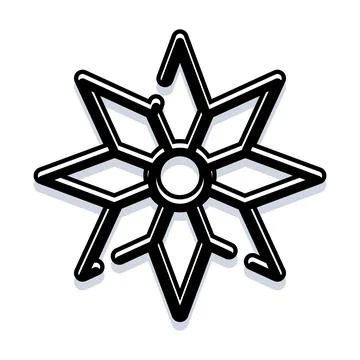 Snowflake icon representing winter weather and frost Stock Illustration