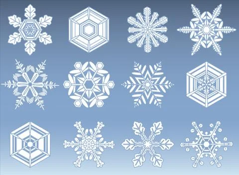 Snowflake Icon Set Illustrazione stock