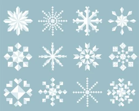 Snowflake Icon Set Stock Illustration