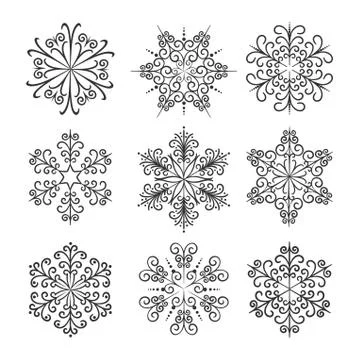 Snowflake Icon Set Illustrazione stock