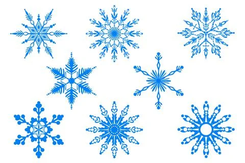 Snowflake icon set. Isolated on white background. Stock Illustration