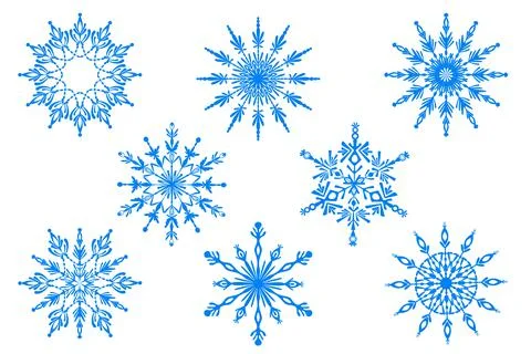 Snowflake icon set. Isolated on white background. Stock Illustration
