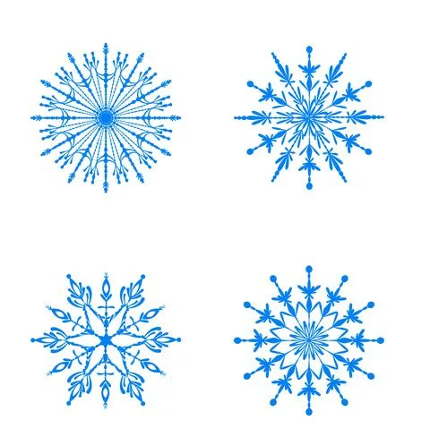Snowflake icon set. Isolated on white background. Stock Illustration