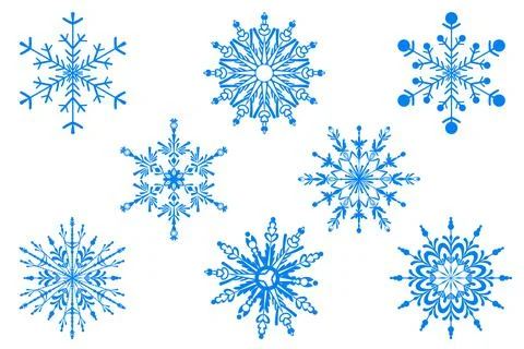 Snowflake icon set. Isolated on white background. Stock Illustration