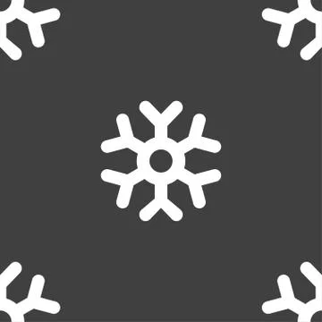 Snowflake icon sign. Seamless pattern on a gray background. Vector Stock Illustration