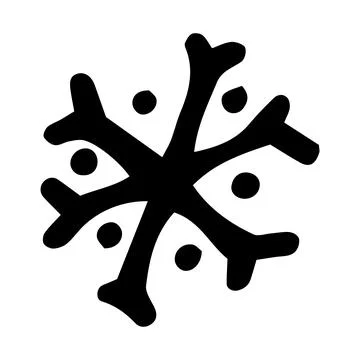 Snowflake icon. A snowflake drawn in the style of doodles with small dots, an Stock Illustration