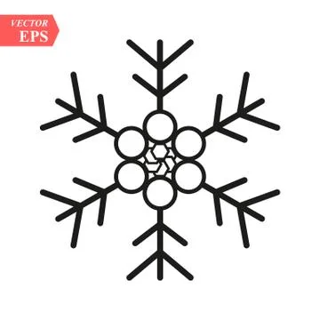 Snowflake icon, vector simple flat single color isolated on white. Christmas Illustrazione stock