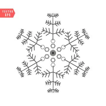Snowflake icon, vector simple flat single color isolated on white. Christmas Illustrazione stock