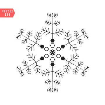 Snowflake icon, vector simple flat single color isolated on white. Christmas Illustrazione stock