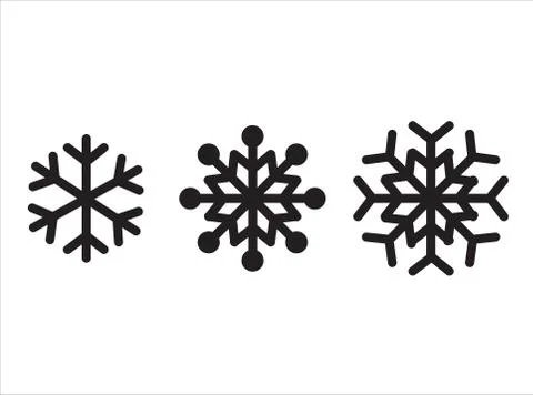Snowflake icon. The winter set. Black isolated silhouette. Stock Illustration