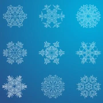 Snowflake icon. winter theme. winter snowflakes of different shapes. Stock Illustration