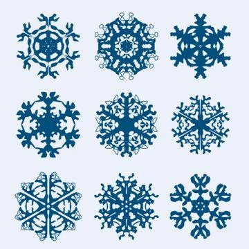 Snowflake icon. winter theme. winter snowflakes of different shapes. Stock Illustration