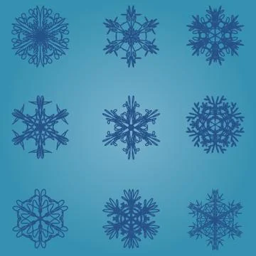 Snowflake icon. winter theme. winter snowflakes of different shapes. Stock Illustration