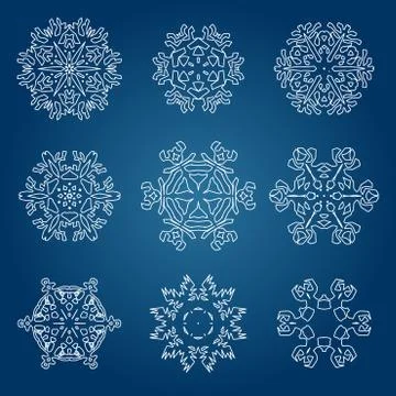 Snowflake icon. winter theme. winter snowflakes of different shapes. Stock Illustration