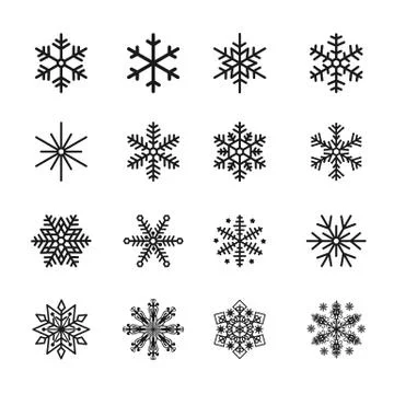 Snowflake Icons Black Vector Silhouette Illustration Stock Illustration