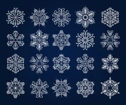 Snowflake Icons Set Illustrazione stock