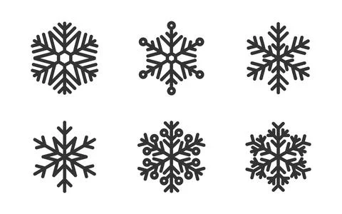 Snowflake icons set. Snow elements on white background. Christmas snow in flat Stock Illustration
